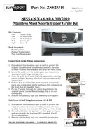 Nissan Navara Upper Grille Set - Black finish (2010 to 2013)