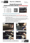 Porsche 991 Carrera C2S - Outer Grille Set (With Parking Sensors) - Silver Finish (2011 - 2015)