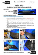 Alpine A110 - Lower Grille - Black finish (2017 to ) Omi Grille
