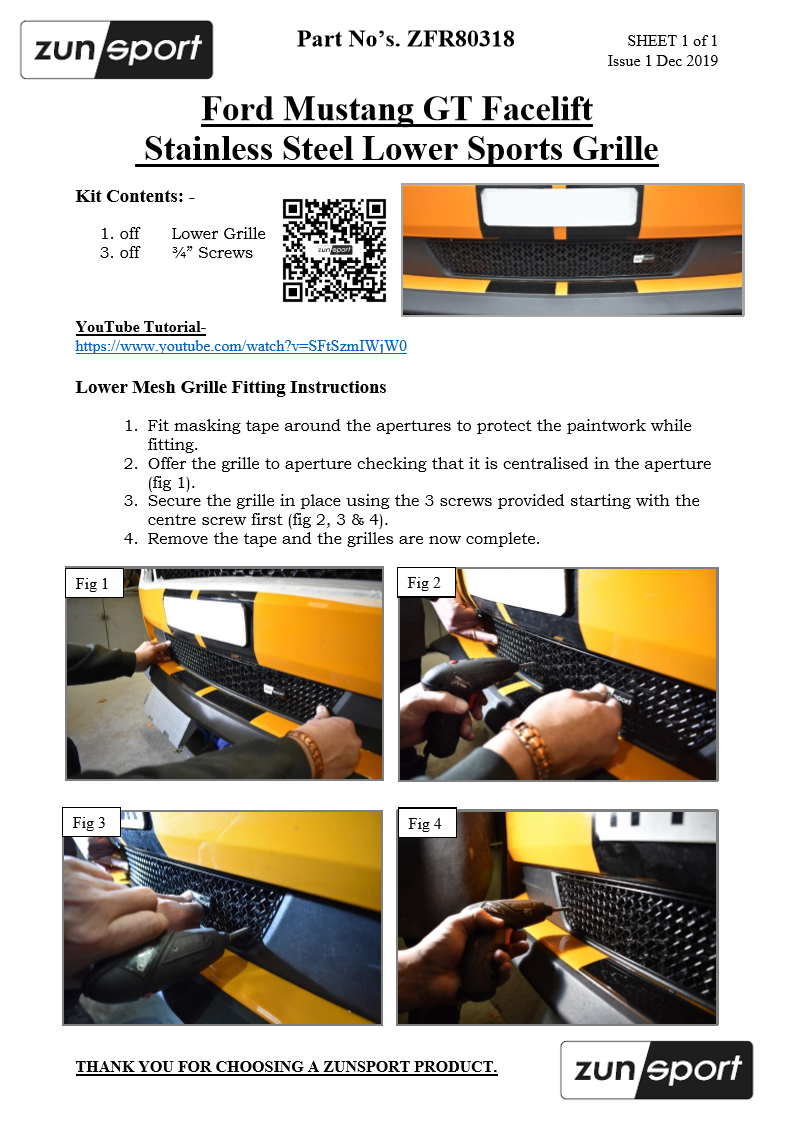 Ford Mustang GT Facelift - Lower Grille - Silver finish (2018 -)