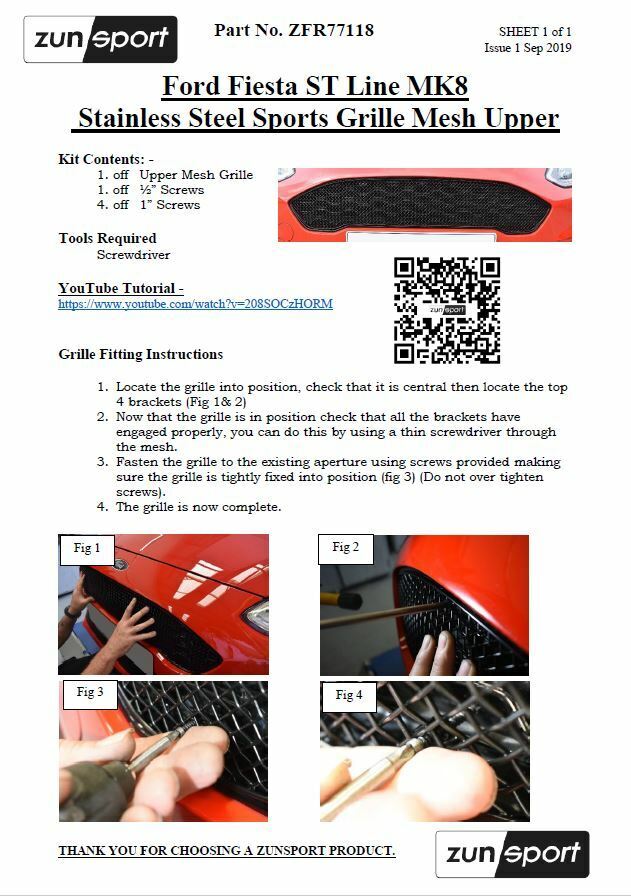 Ford Fiesta ST LINE MK8 - Upper Grille - Silver Finish (2018 -)