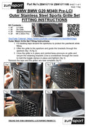 Zunsport Compatible with BMW G20 M340I Pre-LCI Outer Grille Set (2019 - 2022)