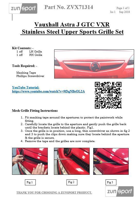 Vauxhall Astra GTC VXR - Front Grille Set - Silver Finish (2014-2016)