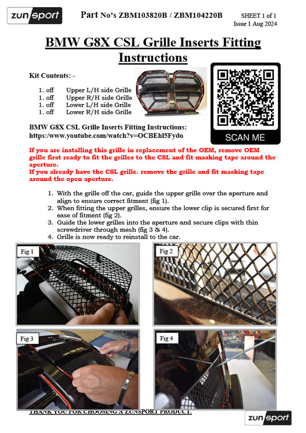 BMW G8X M3 / M4 CS Front Grille Mesh Set (Without Cut Out) (2020 -)