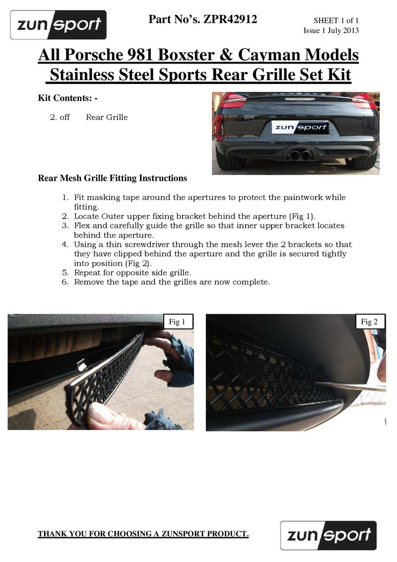 Porsche Cayman/Boxster 981 (All) - Rear Grille Set - Silver finish (2012 to 2016)