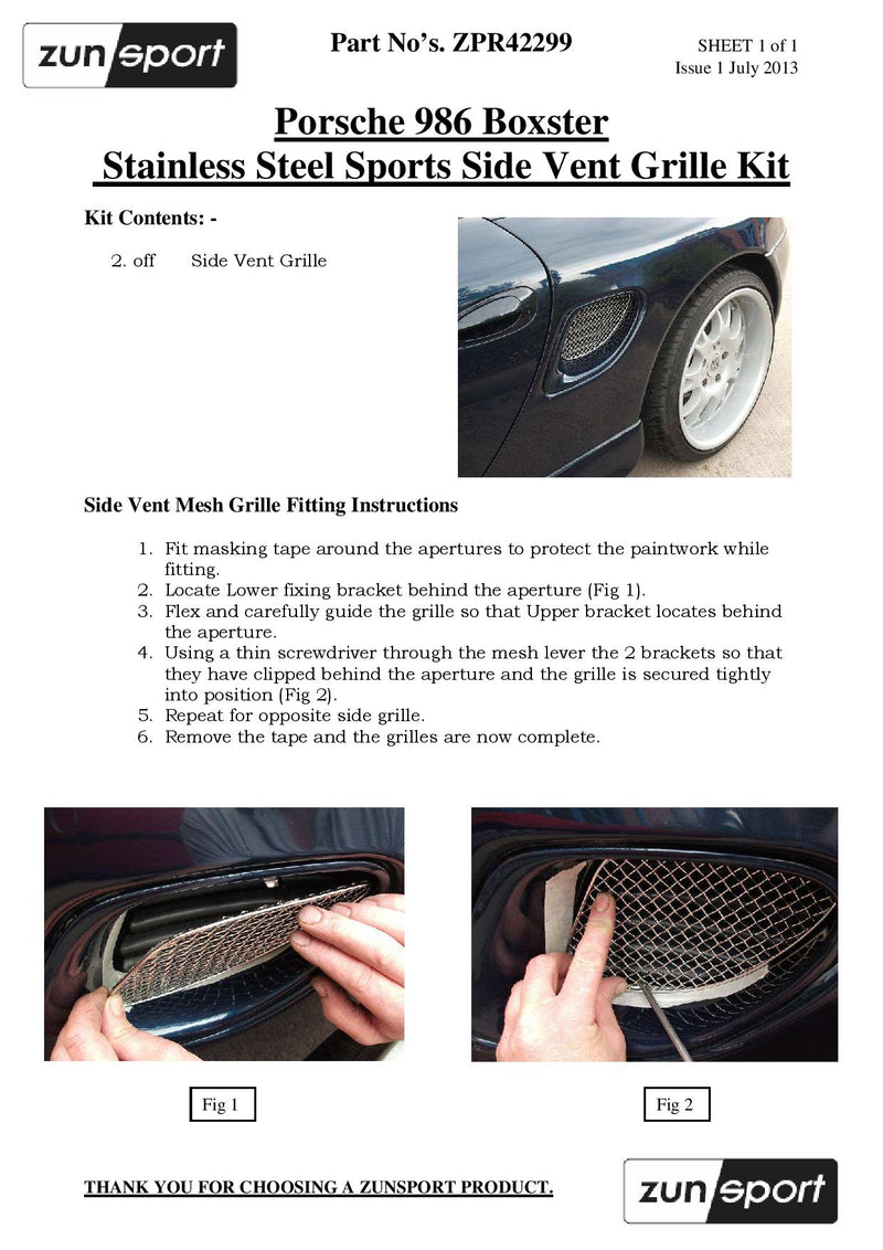 Porsche Boxster S - Full Grille Set - Silver finish (1996 to 2004)