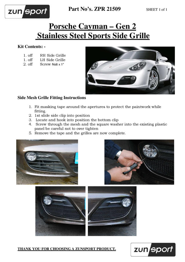 Porsche Cayman 987.2 - Outer Grille Set - Black finish (2009 - 2012)