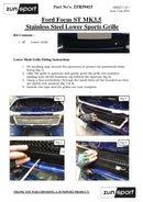 Ford Focus ST MK3.5 - Lower Grille - Silver Finish (2015 to 2018) Omi Grille