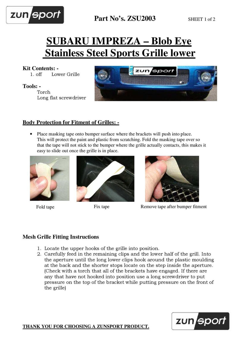 Subaru Impreza Blob Eye Full Front Grille Set - Black finish (2003 - 2005)