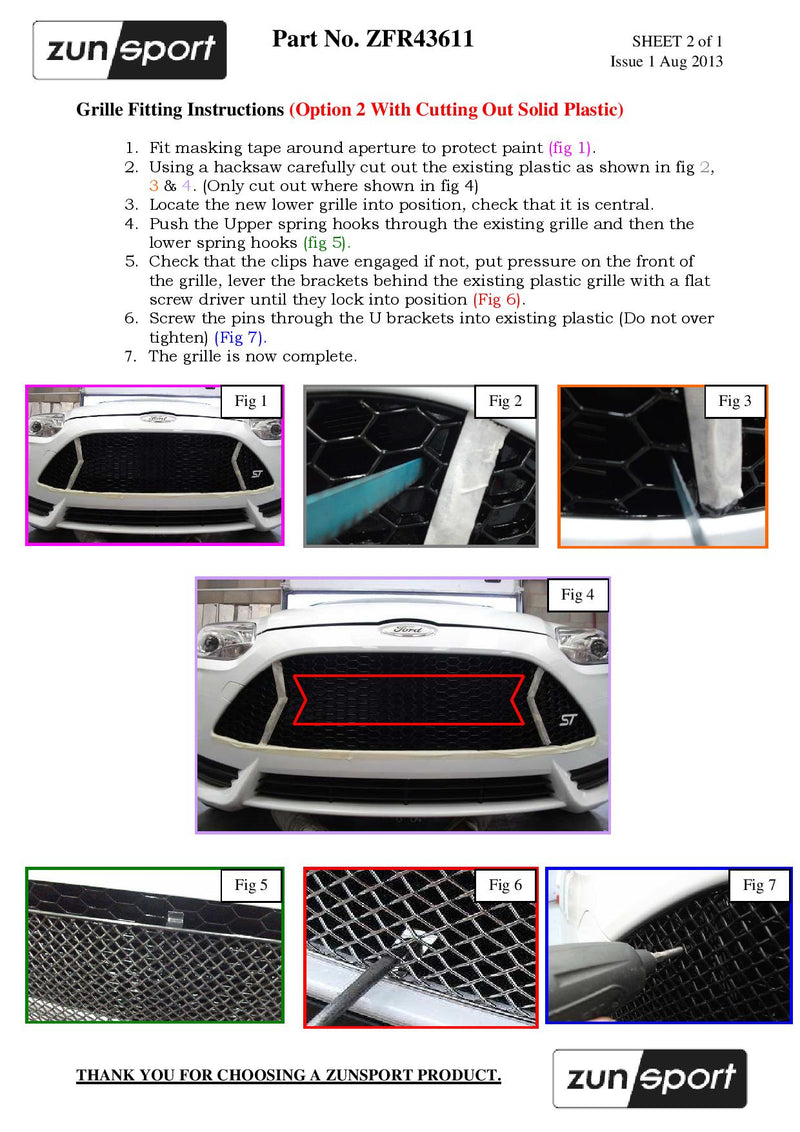 Ford Focus St Mk3 - Front Grille Set - Black finish (2011 to 2014)