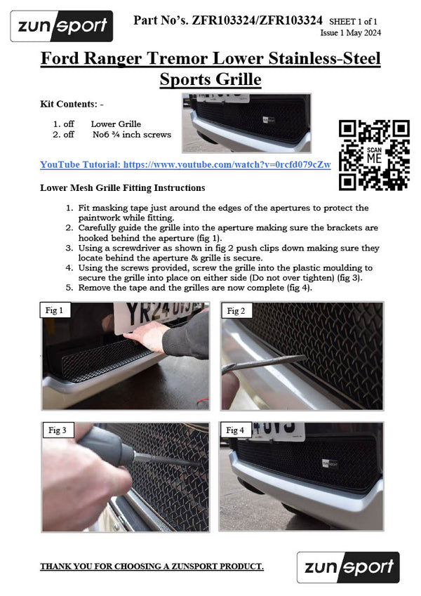 Ford Ranger Tremor P703 - Lower Grille (2023 -)