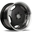 17x9" Carbonado Retro Alloy Wheels 5x112 ET35 Black Gloss Lip Polished — Per Wheel