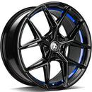18x8" seventy9 SCF-B [Flow Formed] Alloy Wheels 5x112 ET35 Black Glossy Blue Inner Lip — Per Wheel