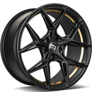 18x8" seventy9 SCF-B [Flow Formed] Alloy Wheels 5x112 ET35 Black Matt Gold Inner Lip — Per Wheel