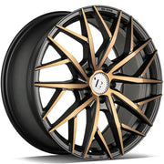 18x8" seventy9 SSF-1 Alloy Wheels 5x112 ET30 Black Glossy Gold Front — Per Wheel