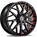 18x8" seventy9 SSF-1 Alloy Wheels 5x112 ET45 Black Glossy Red Inner Lip — Per Wheel