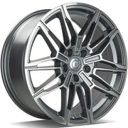18x8" Carbonado Rubin Alloy Wheels 5x112 ET30 Anthracite Front Polished — Per Wheel