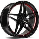 18x8" seventy9 SV-A Alloy Wheels 5x114,3 ET40 BGRIL- Black Glossy Red Inner Lip — Per Wheel
