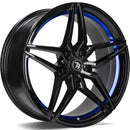 18x8" seventy9 SV-A Alloy Wheels 5x120 ET30 Black Glossy Blue Inner Lip — Per Wheel