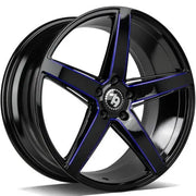 18x8" seventy9 SV-N Alloy Wheels 5x120 ET30 black glossy milled blue — Per Wheel
