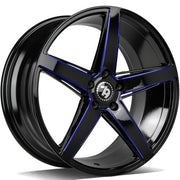 18x9" seventy9 SV-N Alloy Wheels 5x120 ET35 black glossy milled blue — Per Wheel