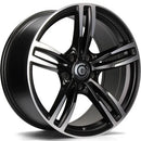 18x8.5" Carbonado Diamond Alloy Wheels 5x120 ET33 Matt Black Front Polished — Per Wheel