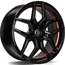 19x8.5" seventy9 SV-B Alloy Wheels 5x112 ET35 BGRIL- Black Glossy Red Inner Lip — Per Wheel