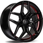 19x8.5" seventy9 SV-B Alloy Wheels 5x112 ET35 BGRIL- Black Glossy Red Inner Lip — Per Wheel