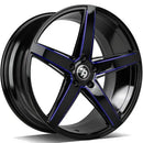 19x9.5" seventy9 SV-N Alloy Wheels 5x112 ET38 black glossy milled blue — Per Wheel