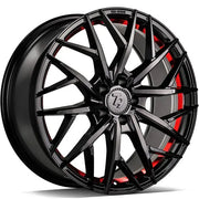 19x8.5" seventy9 SSF-1 Alloy Wheels 5x114,3 ET40 Black Glossy Red Inner Lip — Per Wheel