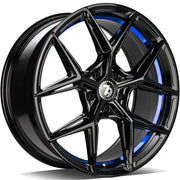 19x8.5" seventy9 SCF-B [Flow Formed] Alloy Wheels 5x120 ET30 Black Glossy Blue Inner Lip — Per Wheel