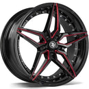 19x8.5" seventy9 SV-AR Alloy Wheels 5x120 ET30 Black Glossy Milled Red — Per Wheel