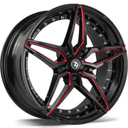 19x8.5" seventy9 SV-AR Alloy Wheels 5x120 ET30 Black Glossy Milled Red — Per Wheel