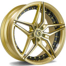 19x9.5" seventy9 SV-AR Alloy Wheels 5x120 ET35 Gold Black Lip Milled Black — Per Wheel