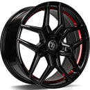 20x8.5" seventy9 SV-B Alloy Wheels 5x120 ET35 BGRIL- Black Glossy Red Inner Lip — Per Wheel