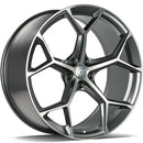21x9.5" Carbonado Fancy Alloy Wheels 5x112 ET25 Anthracite Front Polished — Per Wheel
