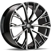 22x9.5" Carbonado Star Alloy Wheels 5x112 ET25 Black Front Polished — Per Wheel