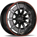 22x10" seventy9 MF.7 [Forged] Alloy Wheels 5x130 ET30 Black Red Carbon Lip Cover — Per Wheel
