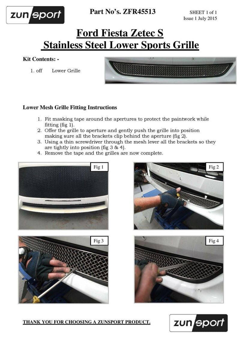 Ford Fiesta Zetec S - Lower Grille - Silver Finish (2013 to 2017)
