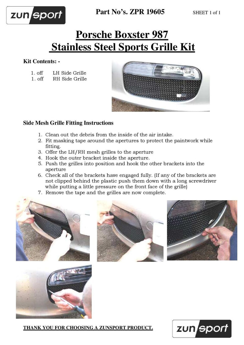 Porsche Boxster 987.1 Manual - Front Grille Set - Silver finish (2005 - 2008)