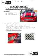 Mini Cooper R50 JCW &amp; R53 JCW - Centre Grille - Black Finish (2000 to 2006 )