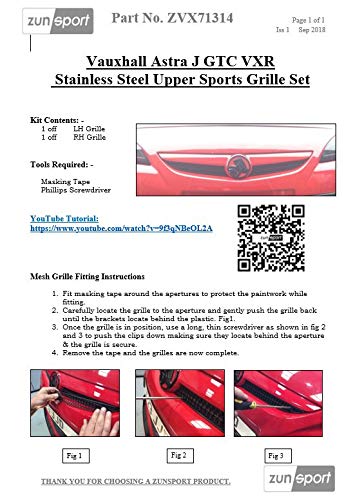 Vauxhall Astra GTC VXR - Upper Grille Set - Black Finish (2014-2016)