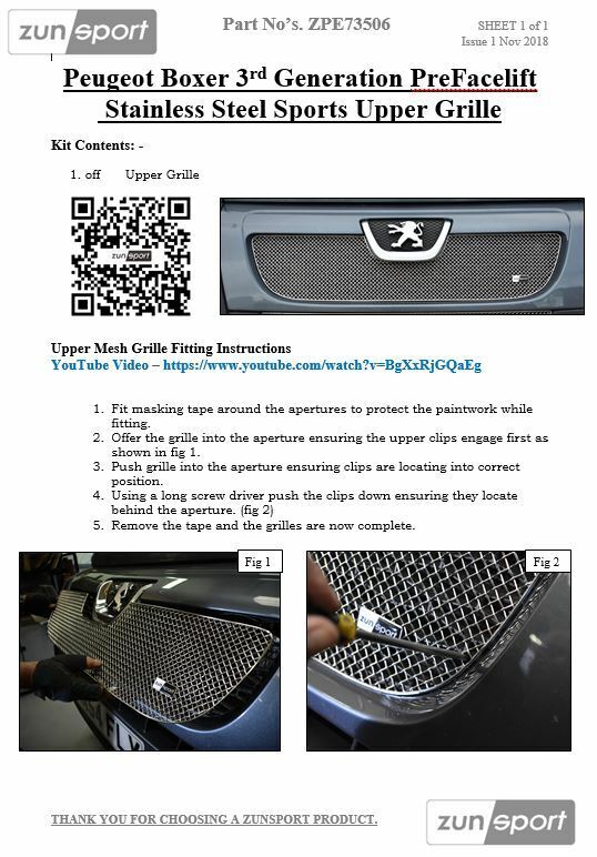 Peugeot Boxer 3rd Gen - Front Grille Set - Black Finish (2006-2013)