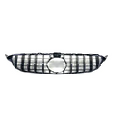 Mercedes C Class W205 AMG GT-R Panamericana Style Front Grille (Without Camera Hole) - Black / Chrome (2015 - 2018) Omi Grille