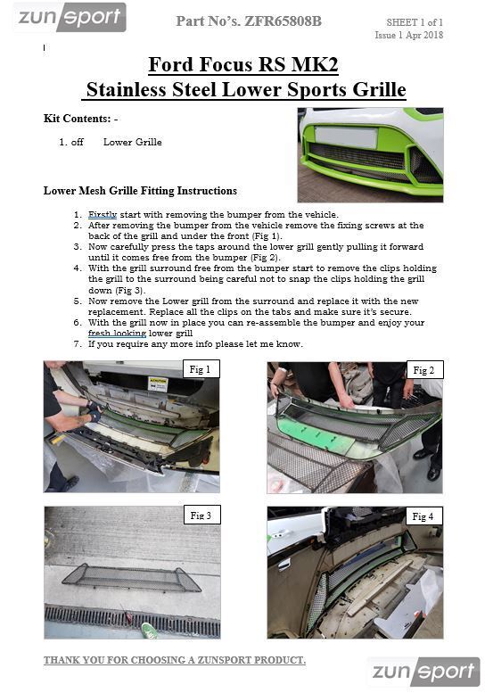 Ford Focus MK2 RS - Lower Grille - Black Finish (2008 - 2011)