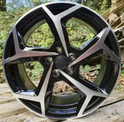 18x7.5" Audi VW Bonneville Style alloy wheel in black machined, 5x112 - front face