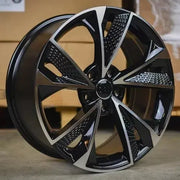 19x8.5" Audi RS7 Style alloy wheel in gloss black polished, 5x112 - front face