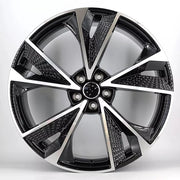 22x9.5" Audi RS7 Style alloy wheel in black machined, 5x112 - front face
