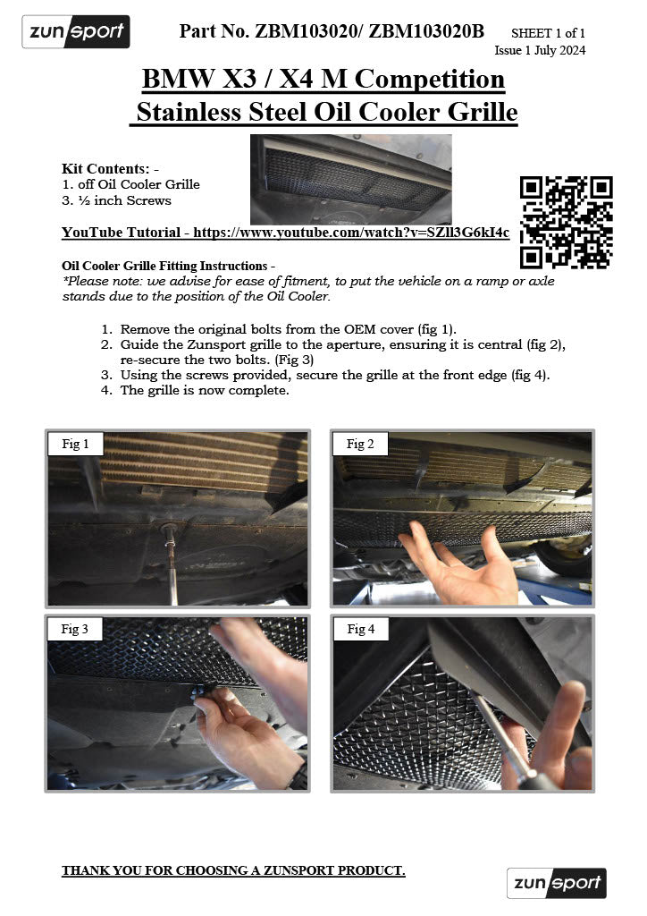 BMW X3 / X4 M Competition - Oil Cooler Grille (2020 -)