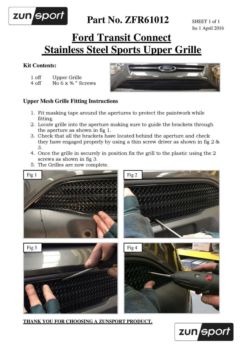 Ford Transit Connect - Upper Grille - Silver Finish (2012 -)